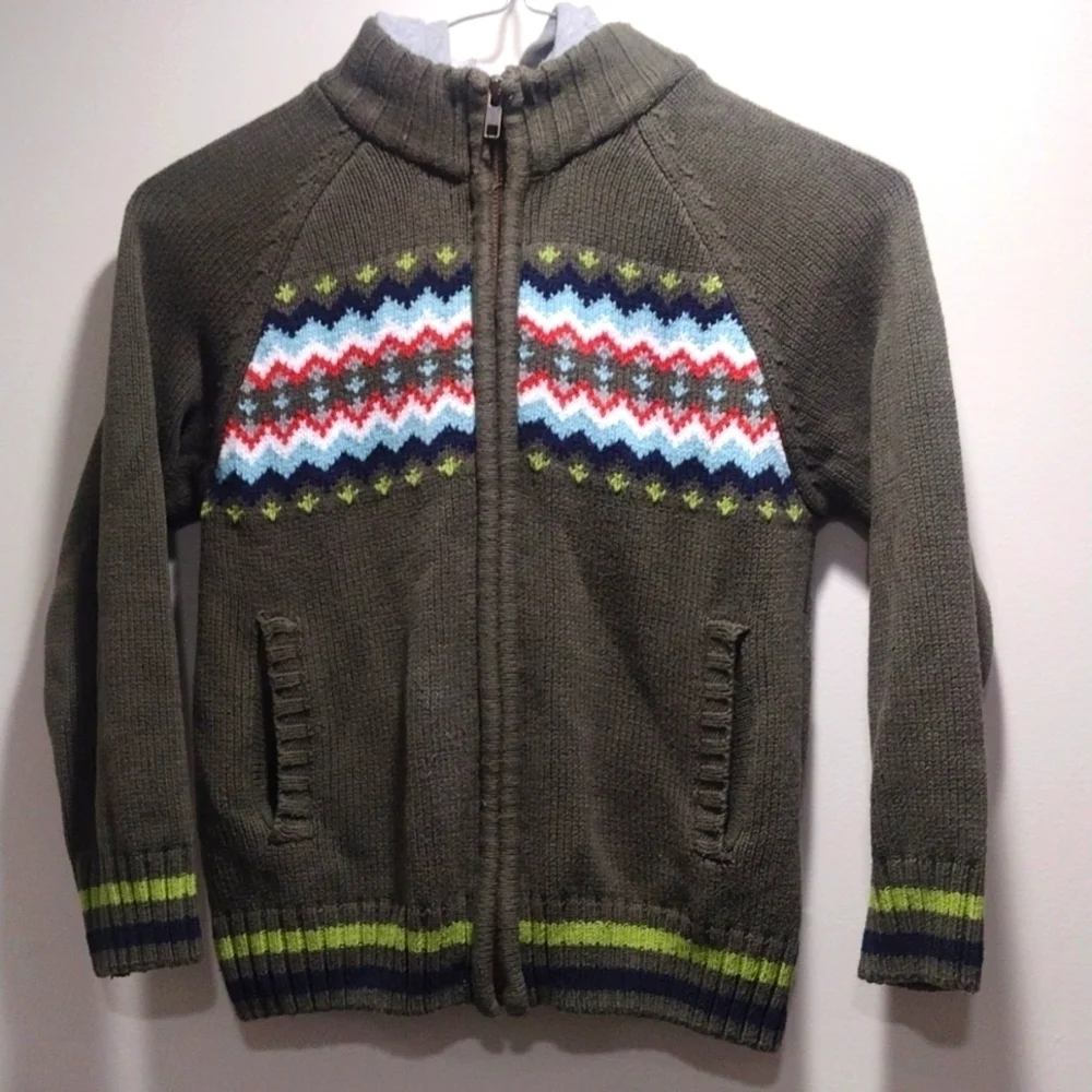 Gymboree Boys Black, Red, Green, Blue, White Zip up Hoodie Long Sleeves Size 5/6